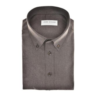 John Miller Tailored Fit Business Overhemd - Heren - Casual Overhemden - Bruin - L - Katoen - Overhemden