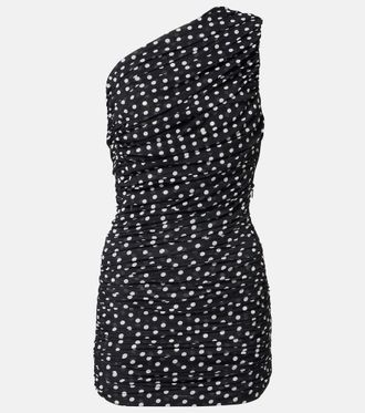 Patou Polka-dot one-shoulder minidress