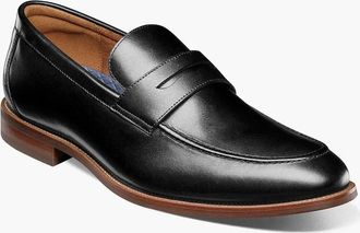 Florsheim Rucci 13409-001 Mens Black Leather Moc Toe Penny Loafers VER605