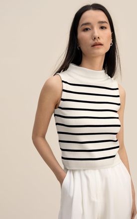 LilySilk Cropped Spun Silk Strip Sweater