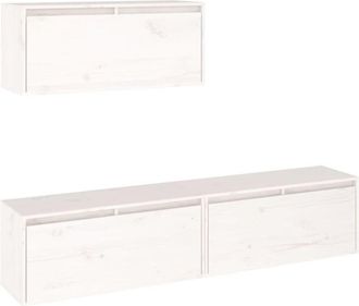vidaXL Vidaxl - Muebles Para Tv 3 Piezas Madera Maciza De Pino Blanco