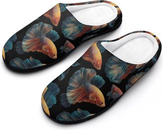 Generic Betta Fish Funny Mens Cotton Slippers Shoes Novelty Soft Non-Slip Sole Home Shoe