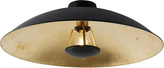 QAZQA Qazqa - Moderno Plaf&oacute;n Inteligente Negro Con Dorado 60 Cm Con Wifi A60 - Emilienne Acero Redonda Adecuado Para Led Max. 1 X 4.9 Watt