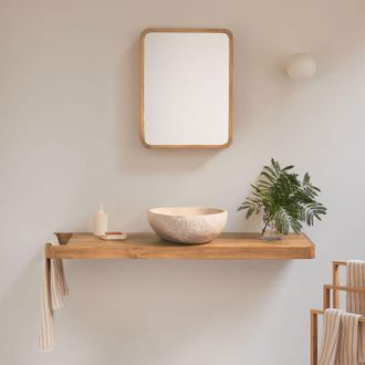 Sklum Set Di Mobili Da Bagno Sospeso 130x45 Cm In Legno Di Teak Neill Sklum