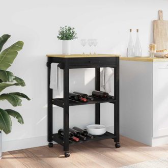 vidaXL vidaXL Carrello da Cucina MONZA Nero 60 x 40 x 88,5 cm