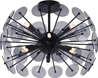 QAZQA Qazqa - Art Déco Lámpara de techo Art Déco negra con cristal ahumado - Atomic Plástico /Metálica Esfera Adecuado para led Max. 9 x 8 Watt