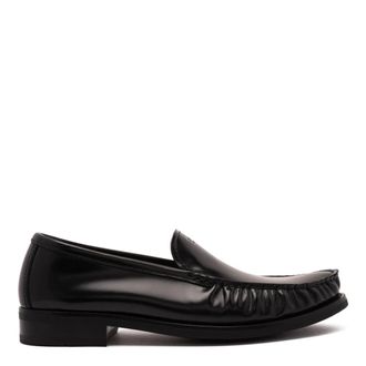 Prada Loafers, male, Black, Size: 8 1/2 US Brushed Leather Loafers