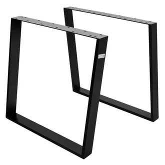 ML Design 2x Patas de mesa industrial 75x72cm negro mate inclinadas 80 grados