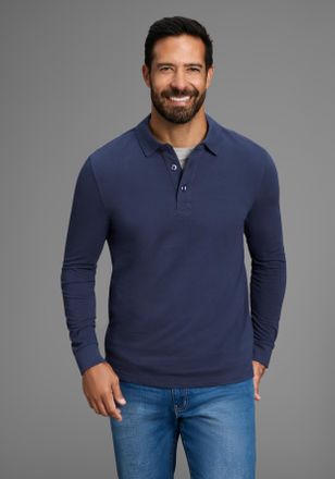 Man's World Poloshirt MANS WORLD, Herren, Gr. 4XL (68/70), blau (marine), Piqu&eacute;, Obermaterial: 100% Baumwolle, unifarben, Basic, normal, angesetztes B&uuml;ndchen, Shi