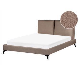Beliani Beliani - Cama Con Somier 140 X 200 Cm Moderna Tapizada Boucl&eacute; Base Listones Marr&oacute;n Melle