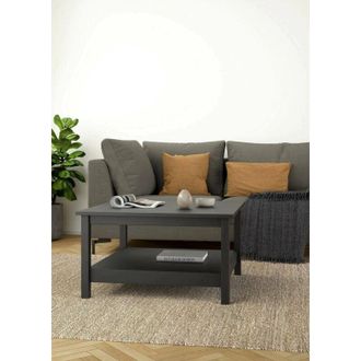 Dmora Dmora - Mesa De Caf&eacute; Leonie, Mesa De Centro Baja, Revistero Para Sof&aacute;, Estante De La Sala De Estar, 81x81 H45 Cm, Negro