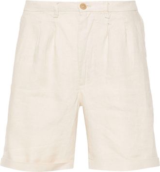 Peninsula pleated linen bermuda shorts - men - Linen/Flax - L - Neutrals