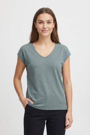 Pieces Kurzarmshirt PIECES PC BILLO, Damen, Gr. XS, trooper detail:gold lurex, Jersey, Obermaterial: 85% Viskose, 10% metallisierte Fasern, 5% Elasthan, Glit