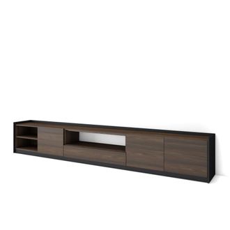 Skraut Home Mueble tv efecto madera roble oscuro y negro 310x37x50cm