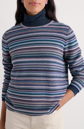 Seasalt Cornwall Makers Rib Organic & Recycled Cotton Sweater in Ripple Marks Grape Thistle Mix at Nordstrom, Size 10 Us