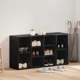 vidaXL Vidaxl - Banco Para Zapatos Con Estante Roble Negro 103 X 30 X 54.5 Cm