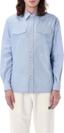 Palm Angels Light Blue Monogram Shirt