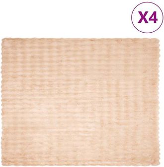 vidaXL Faux Rabbit Fur Blanket 4 pcs Beige 130 x 150 cm Polyester vidaXL