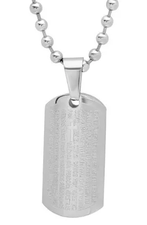Steeltime Lords Prayer Inscribed Pendant Necklace in Silver at Nordstrom Rack