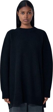 Maison Margiela Contrast Panel Sweater - Dames - Ronde hals truien - Zwart - M - Wol - Truien & Vesten