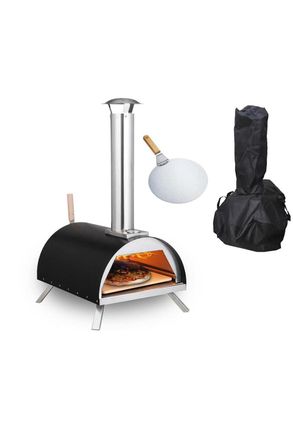 Haven Wood Pizza Oven with Raincover & Pizza Paddle Black/Silver