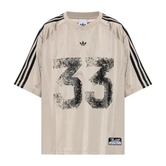 adidas Tops, Dames, Beige, XS, Polyester, Bedrukte T-shirt