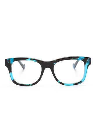 Gucci tortoiseshell-effect rectangle-frame glasses - unisex - Acetate - 54 - Blue