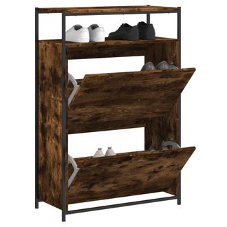 vidaXL Vidaxl - Zapatero De Madera Contrachapada Roble Ahumado 75x34x112 Cm