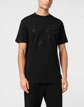 Plein Sport Cotton T-Shirt Round Neck Ss Lamina Scratch Men in Black/black at Nordstrom, Size Xxx-Large