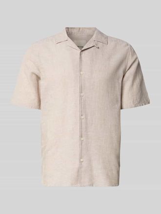 Only & Sons Slim Fit Freizeithemd aus Baumwoll-Leinen-Mix Modell CAIDEN in Beige, Gr&ouml;&szlig;e XXL