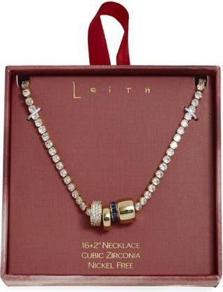 Leith Cubic Zirconia Rondelle Tennis Necklace in Clear- Blue- Gold at Nordstrom Rack