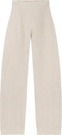 Cortana Dover- linnen en kasjmier rauwe broek - Dames - Straight fit broeken - Beige - L - Linnen - Broeken