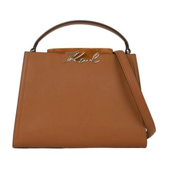 Karl Lagerfeld K/Signature Suede Top Handle Bag - Dames - Handtassen - Bruin - ONE Size - Leer - Tassen