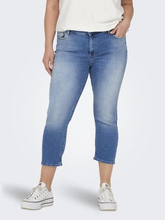 Only Carmakoma Caprijeans ONLY CARMAKOMA CARWILLY REG CAPRI, Damen, Gr. 42, N-Gr, blau (light medium blau denim), Denim/Jeans, Obermaterial: 92% Baumwolle, 6% Elasto