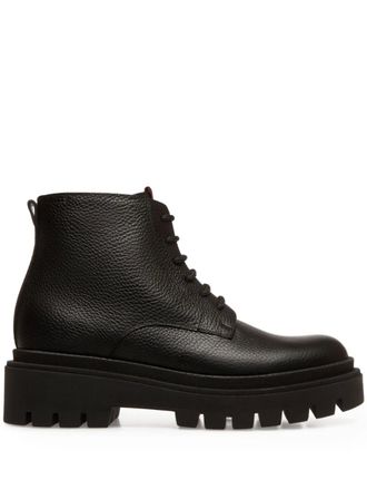 Bally lace-up grained leather boots - Black