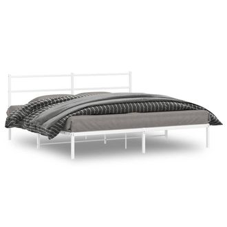 Berkfield Home Metal Bed Frame without Mattress with Headboard White 193x203cm | Size: 193x203 cm
