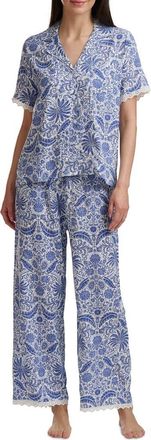 Splendid Notch Collar Crop Pajamas in Palms at Nordstrom, Size X-Large