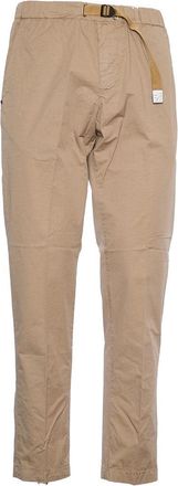 White Sand Beige Drawstring Waist Pants With Flap Pockets