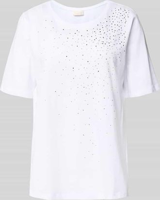 Milano Milano Italy T-Shirt mit Ziersteinbesatz in Offwhite, Größe XXL