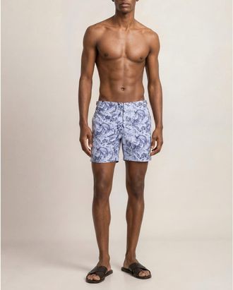 Orlebar Brown Bulldog Mid-Length Zephra Printed Swim Shorts in Aero Blue at Nordstrom, Size 40
