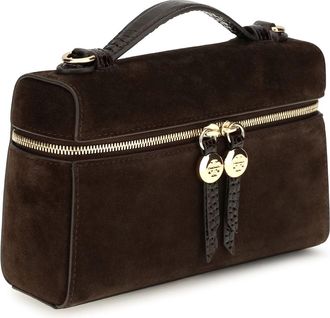 Tory Burch Womens Romy Suede Slim Top Handle Dark Cocoa Shoulder Bags