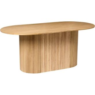 Beliani Tavolo da pranzo per sala da pranzo Cucina 180 x 90 cm Gambe in legno massello Impiallacciatura rovere chiaro Lunnin