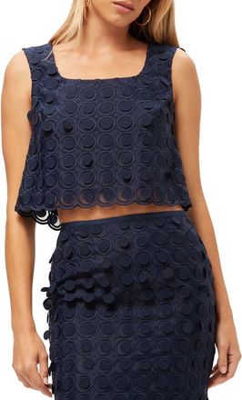 Trina Turk Embroidered Cropped Serve Top in Ink at Nordstrom, Size 12