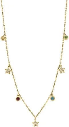 Effy 14K Yellow Gold Diamond & Gemstone Celestial Station Necklace in 14K Gold at Nordstrom, Size 16