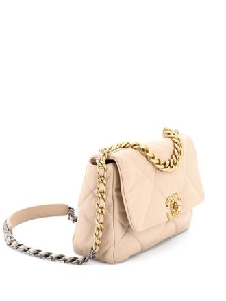 Chanel 19 Flap Bag Quilted Leather Medium crossbody bag - women - Calf Leather - One Size - Neutrals