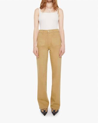 Mother High Waisted Patch Pocket Bookie Sneak Jeans In Latte