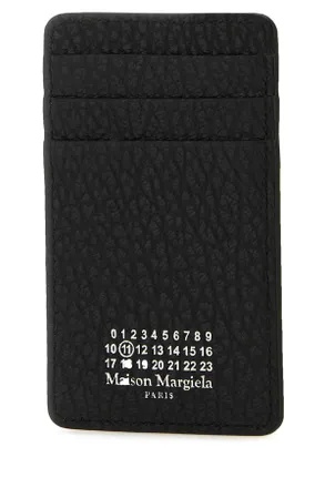 Maison Margiela Mens Black Leather Card Holder Exterior: Portafogli Wallet