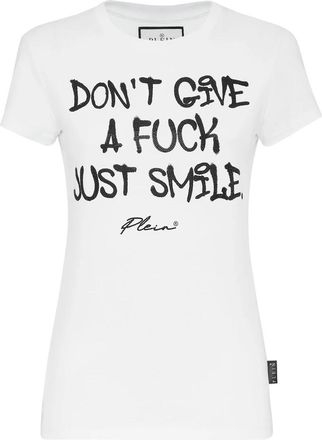 Philipp Plein T-Shirt Ronde Hals - Dames - T-shirts - Wit - M - Katoen - Tops