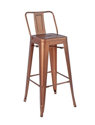 Netfurniture Lyone High Breakfast Bar Stool With Back Vintage Copper in Black