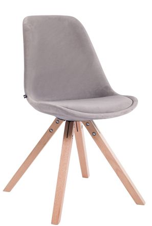 Clp Silla con patas de madera y asiento en Terciopelo Gris